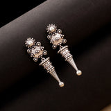 Rava Ball Silver Oxidized Conical Earrings