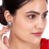 Rava Ball Square Stud Earrings