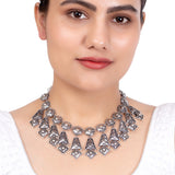 Rava Ball Oxidized Silver Plated Statement Necklace