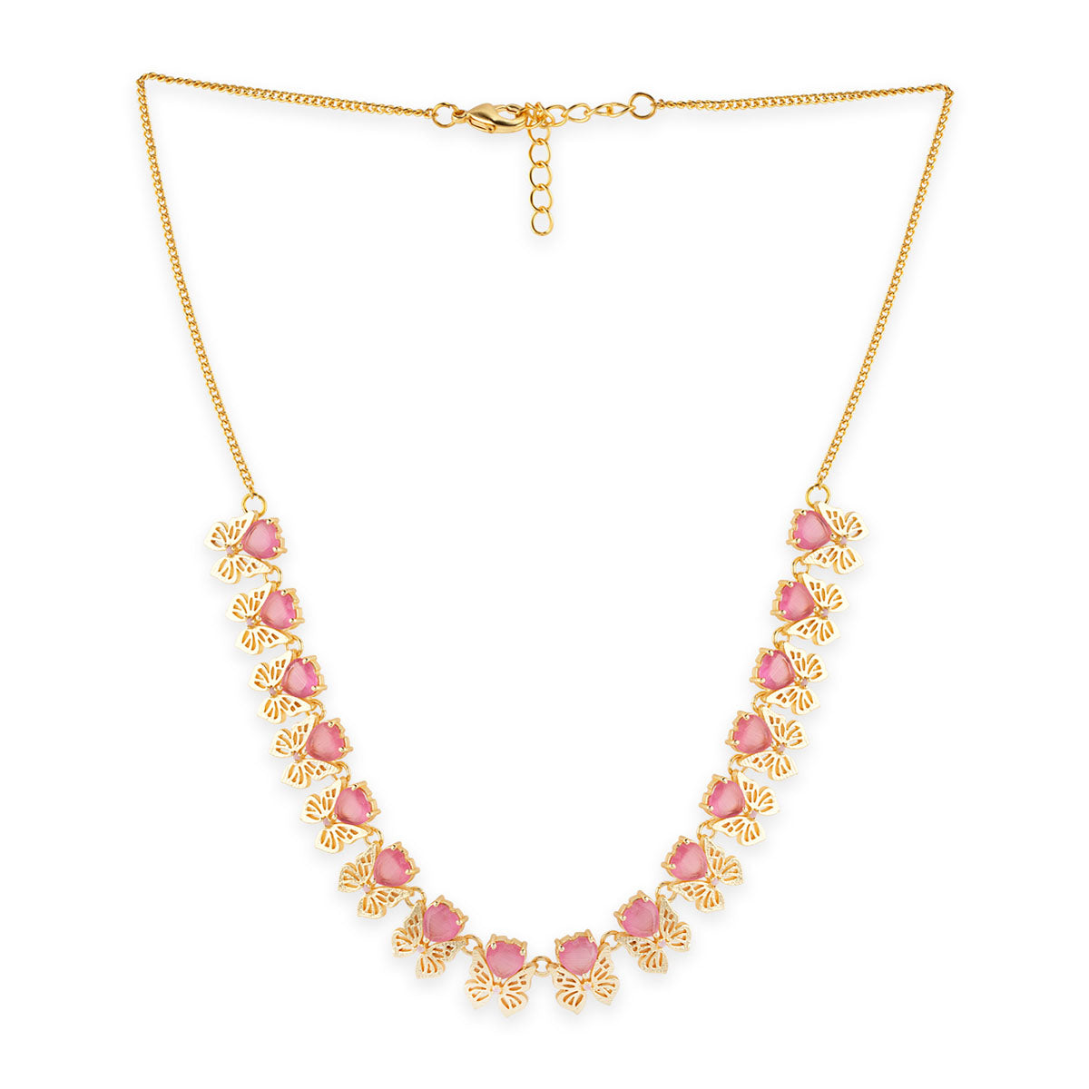 Love Paradise Butterfly Pink Gem Necklace Set