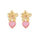 Love Paradise Flower Studs With Pink Gem