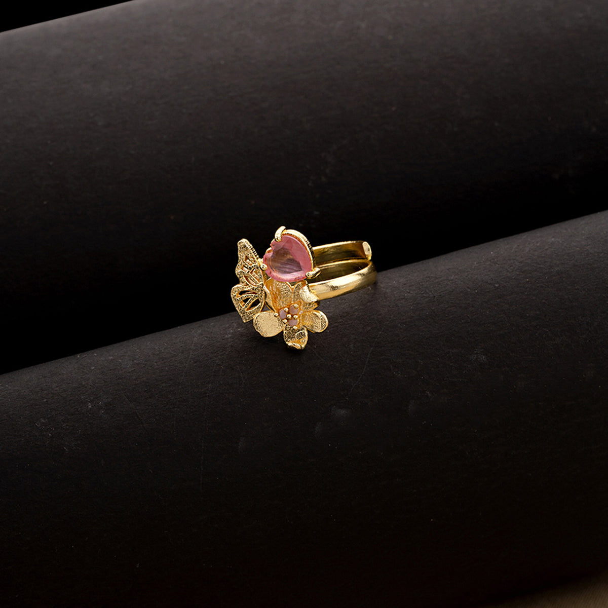 Love Paradise Pink Gem Butterfly Ring