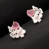 Love Paradise Silver Plated Floral Stud Earrings