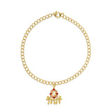 Ghungroo Drop Enameled Charms Pendant With Chain and Bracelets