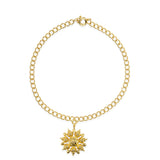 Yellow Gold Enameled Butterfly Charms Pendant With Chain and Bracelets