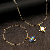 Diamond Motif Charms Pendant With Chain and Bracelets
