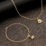 Stylish Yellow Gold Charms Pendant With Chain and Bracelets