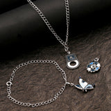 Charms Oxidized Silver Pendant Bracelet with Chains