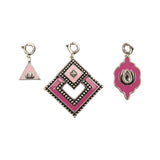 Pink Shade Enameled Charms Pendant with Bracelet
