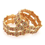 Gold Plated Hand Crafted Bracelets with Red Stone