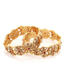 Gold Plated Hand Crafted Bangles with Red Stone
