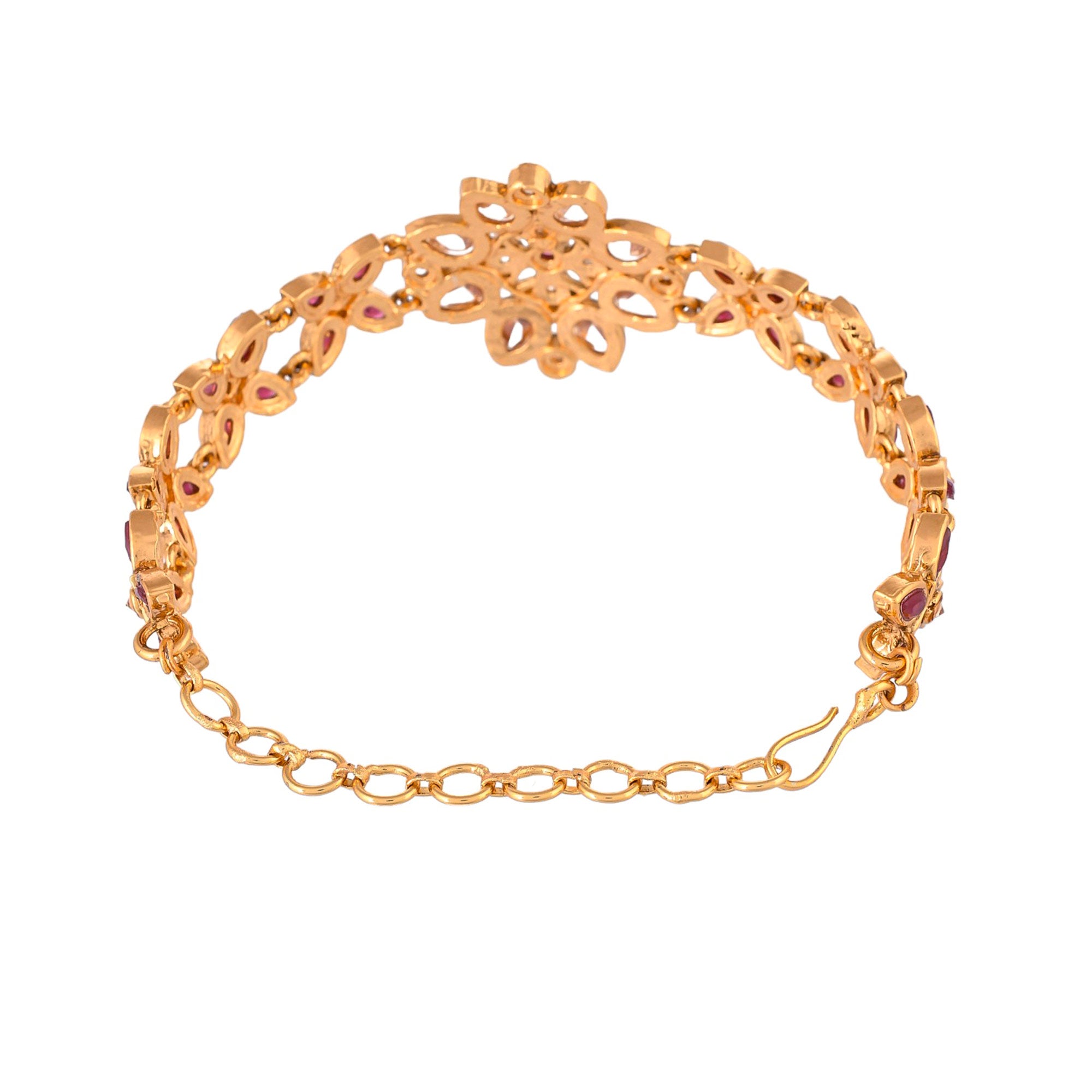 Lattice Red Stone Gold Plated Tennis Bracelets