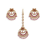 Lattice Gold Plated Maang Tika with Earrings