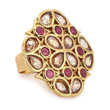 Gold Plated Pearl Brass Ring