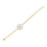Shimmering Floret CZ Silver Studded Bracelet with Dual Gold Plated Chains