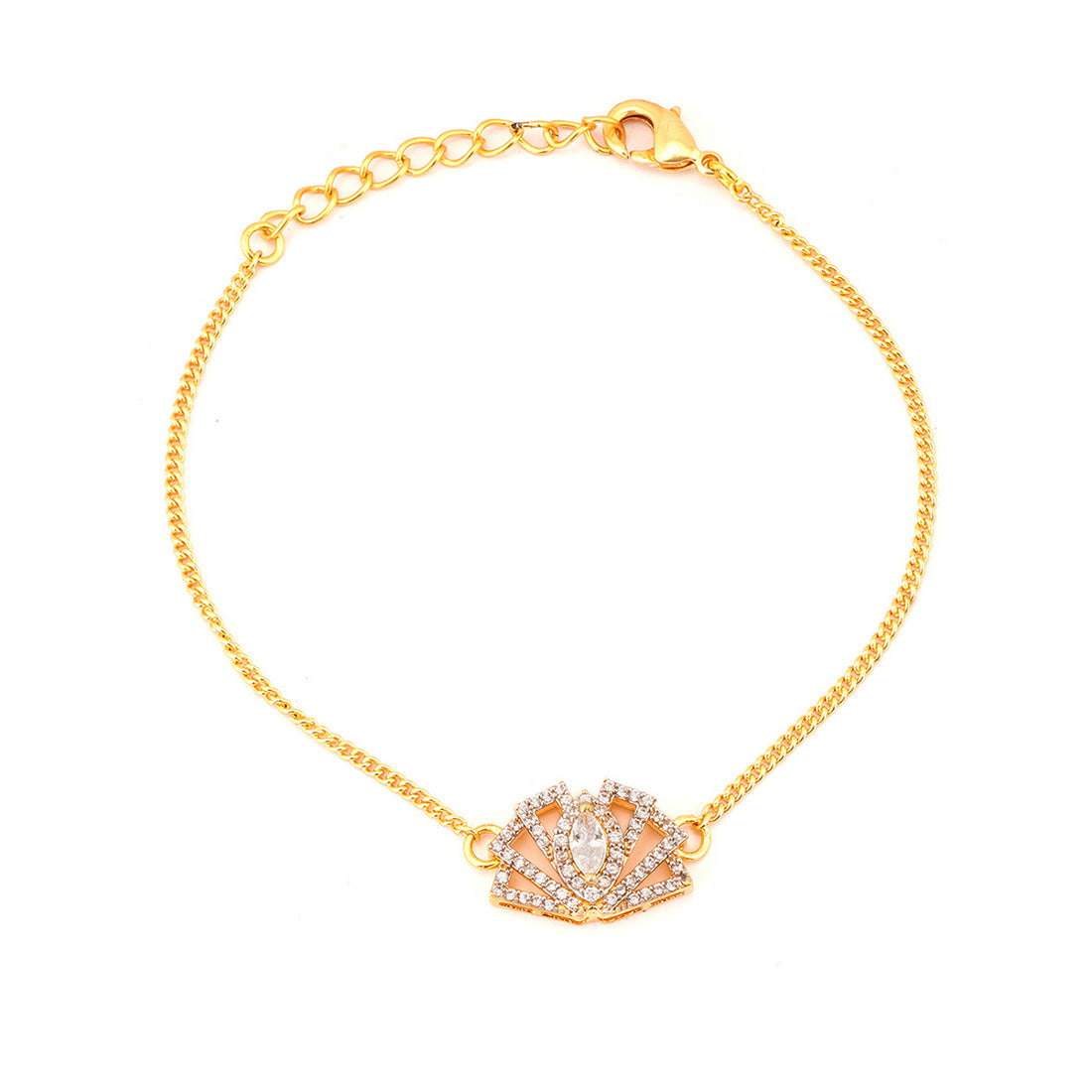 Shimmering Floret American Diamond CZ  Mangalsutra Bracelet Gold Plated Bracelet