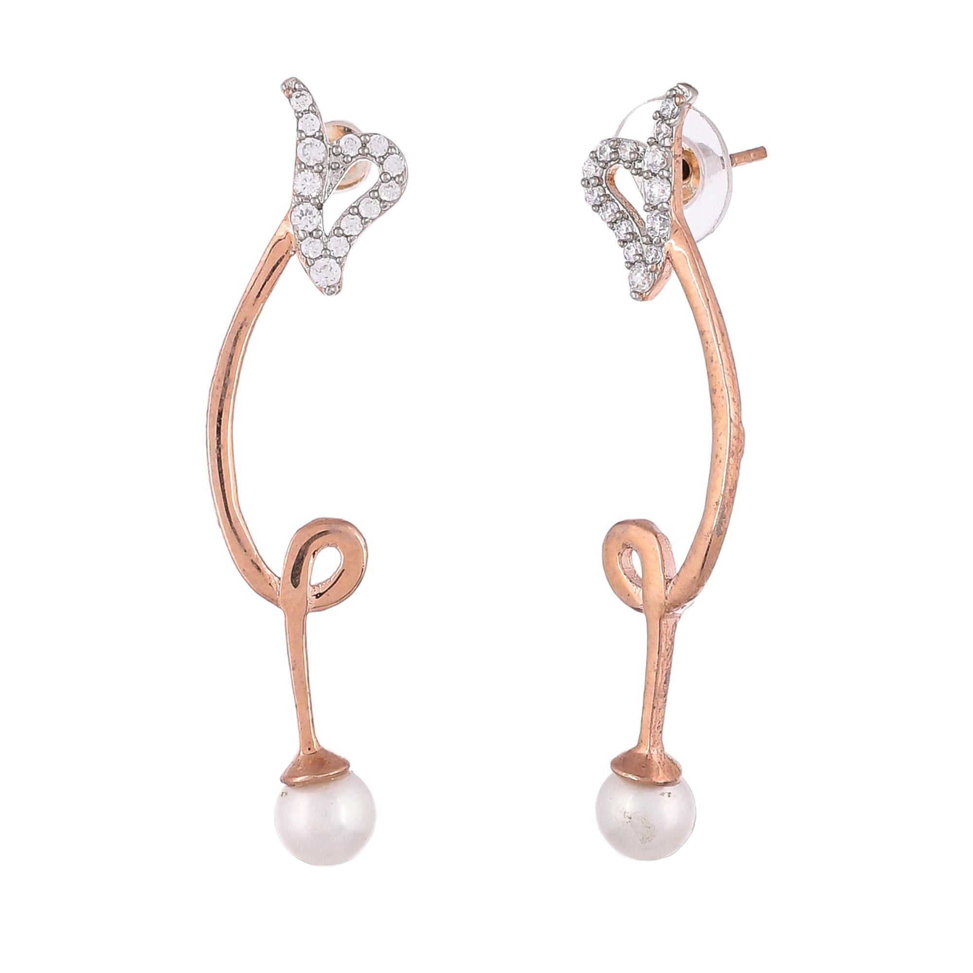 Pearly Whites Rose Gold Drop Earrings