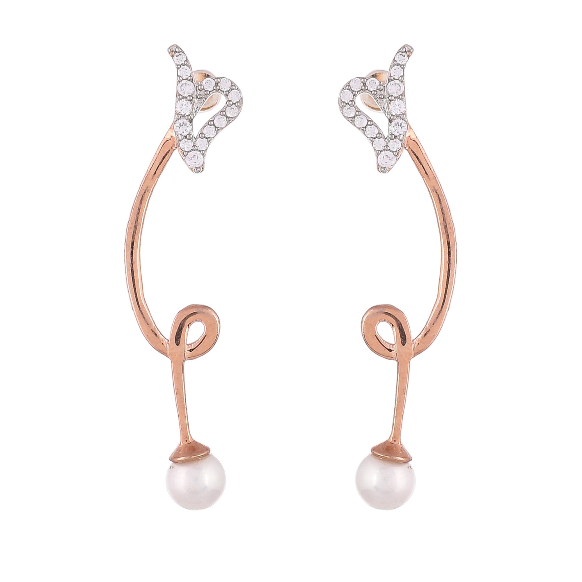 Pearly Whites Rose Gold Drop Earrings