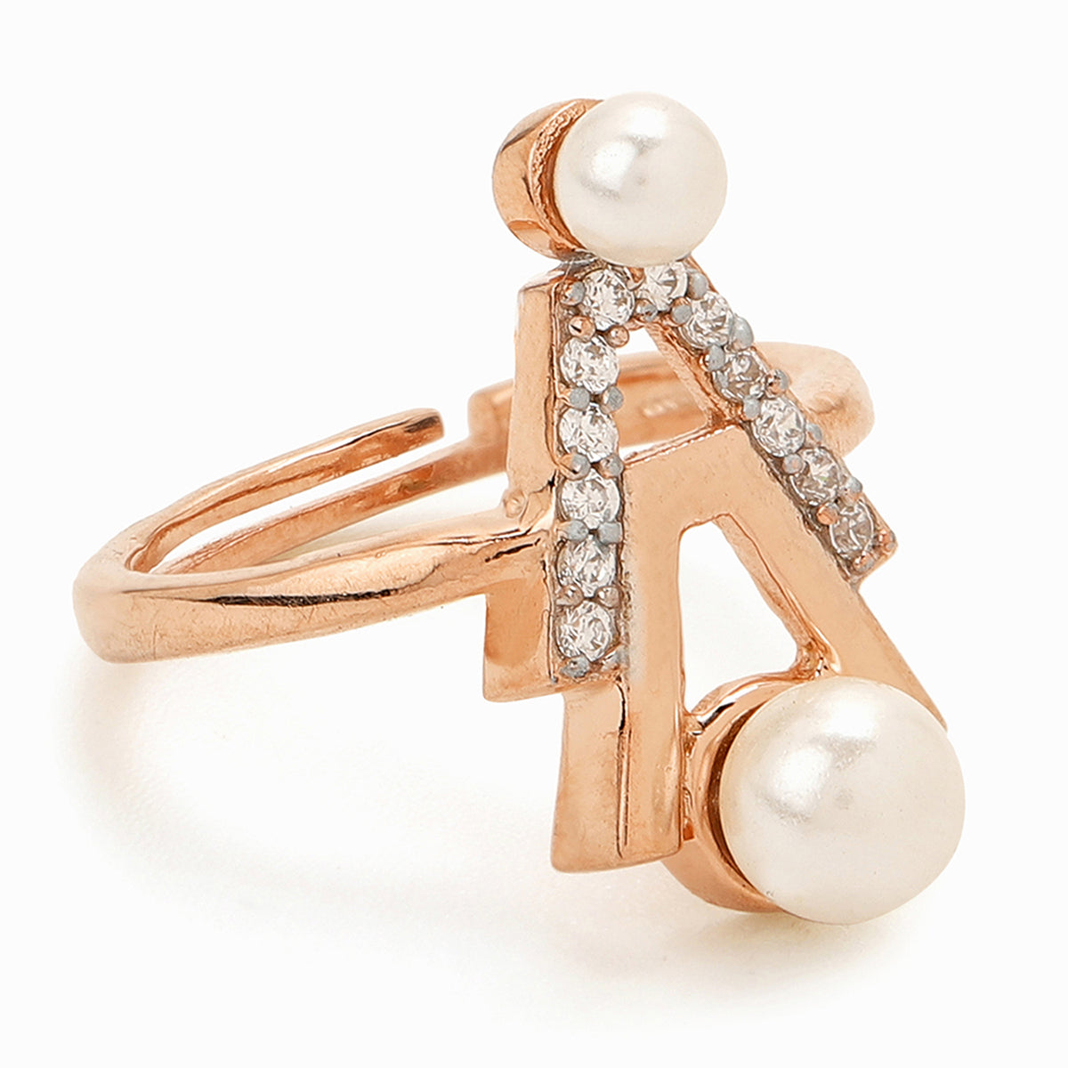 Voylla Gold-Plated Brass Ring with Pearl