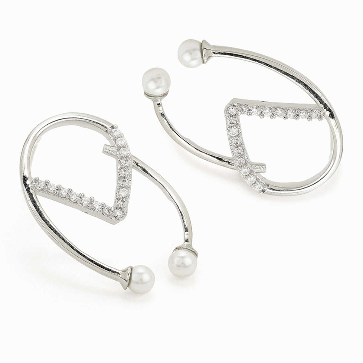 925 Sterling Silver CZ White Stone Embedded Stud Earrings – VOYLLA