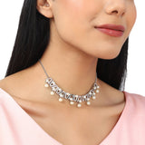 Voylla Silver Brass Necklace Set