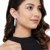 Trendy Hoops Oxidised Silver Blue Earrings