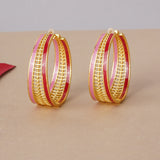 Trendy Hoops Gold Plated Brass Earrings with Design