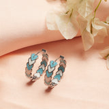 Trendy Hoops Blue and White Elegant Earrings