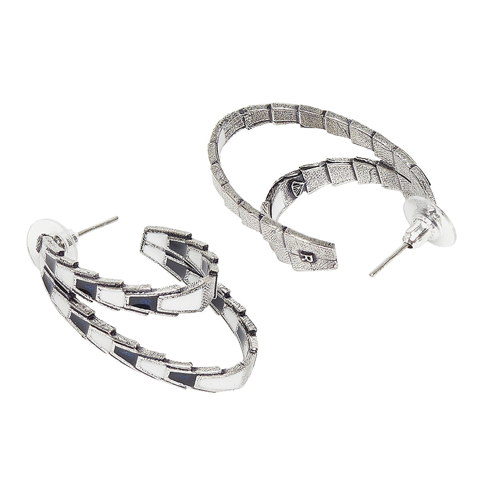 Trendy Hoops Silver Plated Enamelled Earrings