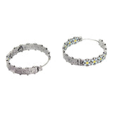 Trendy Hoops SIlver plated blue round earrings for women