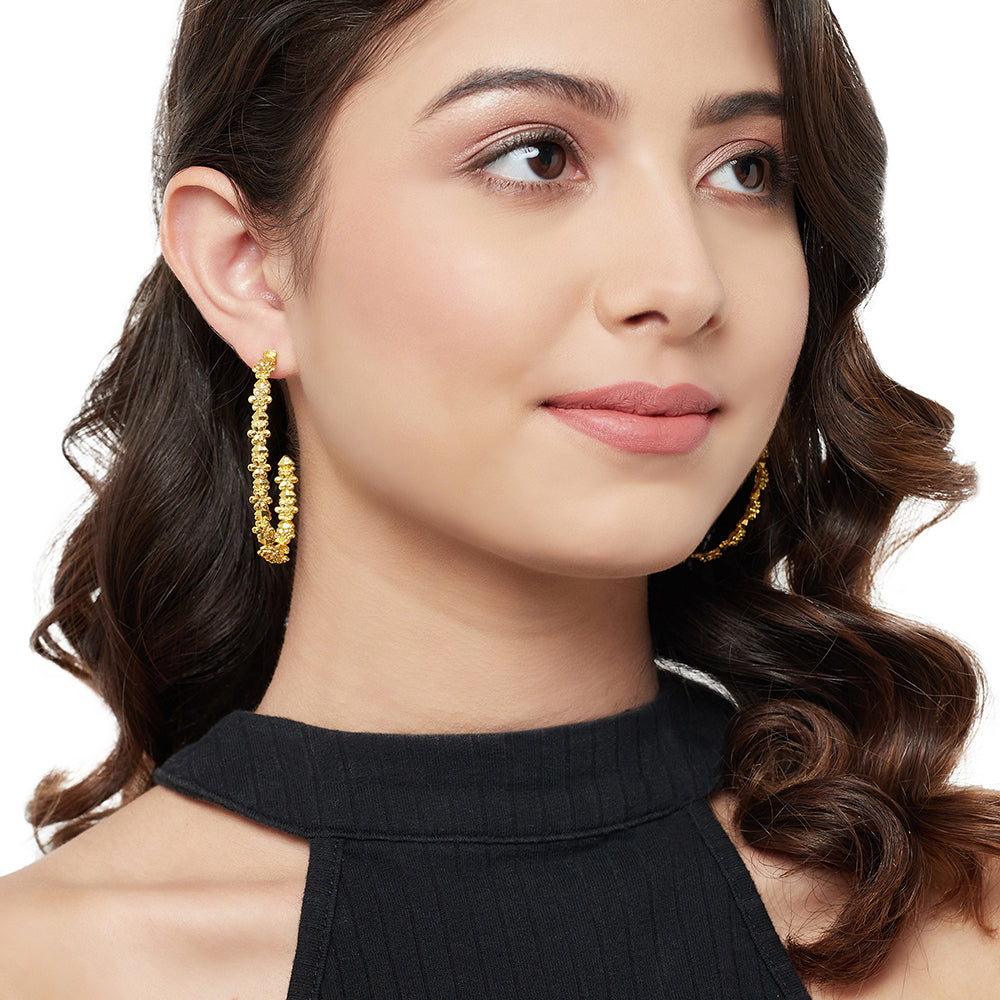 Trendy Hoops- Gold Plated Large Styled Earrings