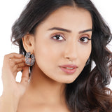 Trendy Hoops Silver-Plated Earrings with Intricate Design