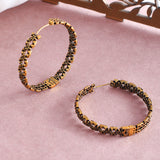 Gold Plated Cutwork Design Casual Brass Hoop Earrings