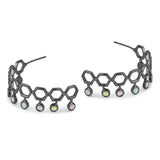 Benzene Black Rhodium Hexagon Designed Earrings