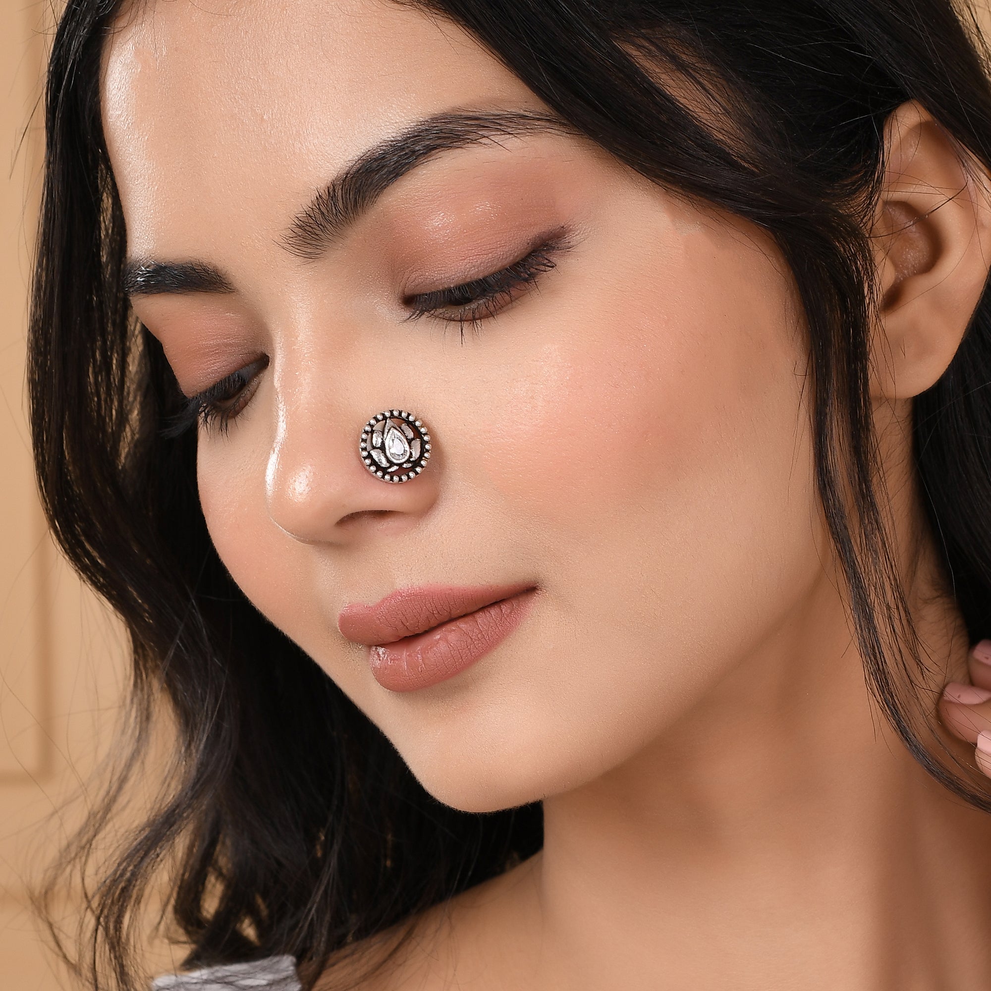 Indie Collectibles Lotus Bloom Oxidised Nose Ring