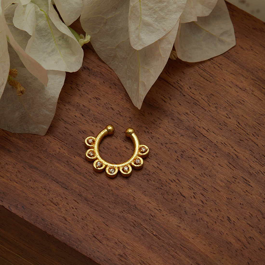 Dainty Ethnic Gold Plated Nose Ring – VOYLLA