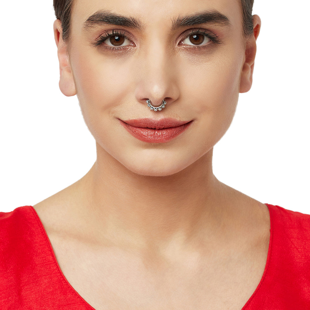 Buy ELOISH 92.5 Sterling Silver Nose Ring for Women. 92.5% Pure Silver CZ  Studded Nose Ring for Girls Online at Best Prices in India - JioMart.