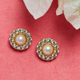 Pearly Whites Gold Tone Designer Stud Earrings