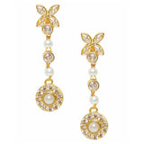 Pearly Whites Dangler Gold Tone Earrings