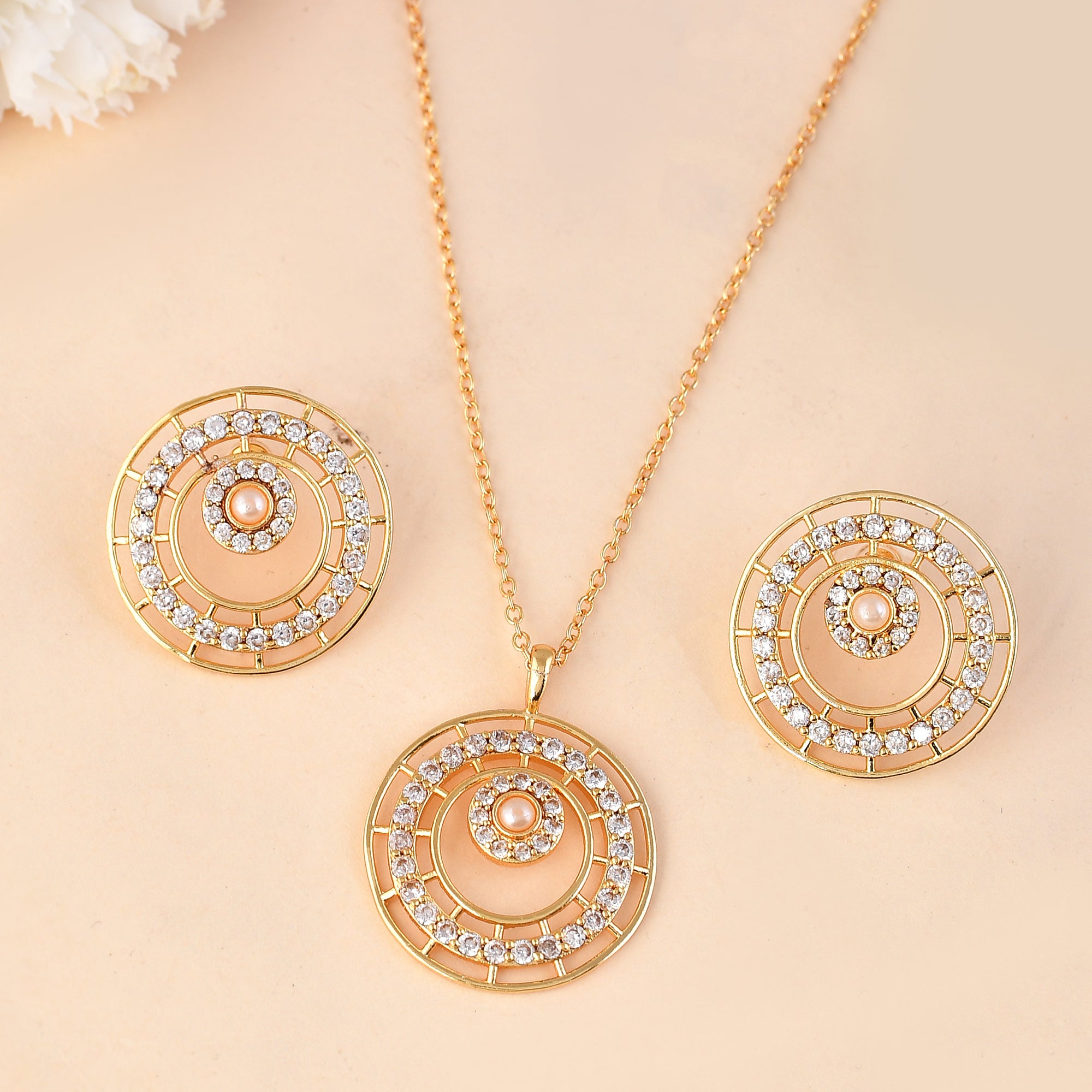 Buy quality 925 silver rose gold plated round designer pendant butti for  girls in Ahmedabad