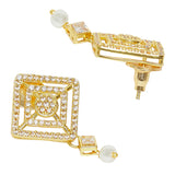 Pearly Whites Designer Gold Tone Earrings