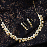 Pearly White Elegant Gold Tone Necklace Set