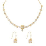 Splendid Pearly White Necklace Set In Gold Tone