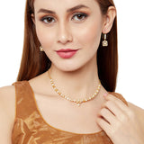 Splendid Pearly White Necklace Set In Gold Tone