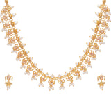 Apsara Antique Inspired Gold Toned Faux Pearls Embellished Brass Jewellery Set