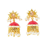 Gold Plated Jhumki Earrings With Pearls