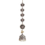 Apsara Silver Plated Faux Pearls Brass Jhumka Earrings