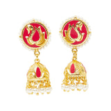 Paisley Motif Gold Plated Brass Traditional Earrings