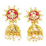 Silver Toned Faux Pearls Embellished Brass Jhumka Earrings