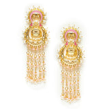 Shwet Kamal Filigree Design Gold Plated Faux Pearls Embellished Drop Earrings